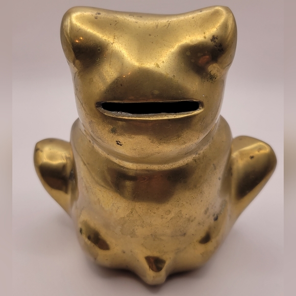 Vintage Brass Panda/Cat Bear Bank. - Picture 4 of 7